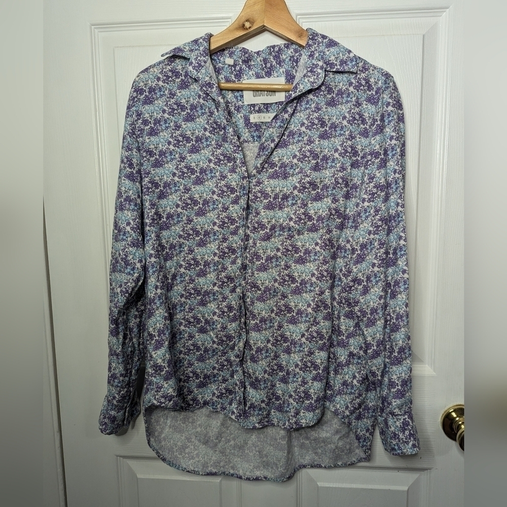Grayson Frank & Eileen Womens Top SIze 02 Floral Long Sleeve Button Small